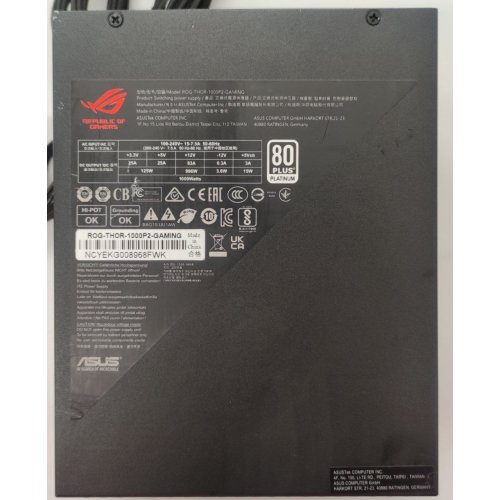 Блок живлення Asus ROG Thor 1000W Platinum II (90YE00L1-B0NA00) (Відновлено продавцем, 879049) купити в Україні: Київ, Львів, Хмельницький, Тернопіль, Івано-Франківськ | Перевірка сумісності, низька ціна, відгуки, характеристики від TELEMART фото