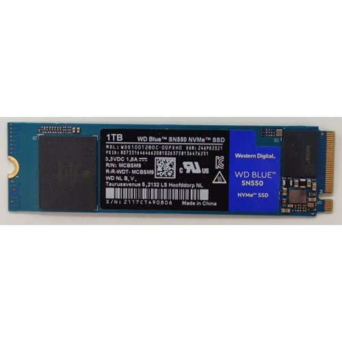 Ssd-диск Western Digital Blue SN550 1TB M.2 (2280 PCI-E) NVMe x4 (WDS100T2B0C) (Восстановлено продавцом, 879074) купить в Украине: Киев, Днепр, Харьков, Одесса  | Проверка совместимости, низкая цена, отзывы, характеристики от TELEMART фото