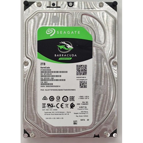 Жорсткий диск Seagate BarraCuda 2TB 256MB 7200RPM 3.5" (ST2000DM008) (Відновлено продавцем, 879097) купити в Україні: Київ, Львів, Хмельницький, Тернопіль, Івано-Франківськ | Перевірка сумісності, низька ціна, відгуки, характеристики від TELEMART фото