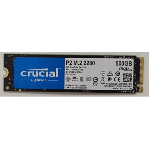 Ssd-диск Crucial P2 500GB M.2 (2280 PCI-E) NVMe x4 (CT500P2SSD8) (Восстановлено продавцом, 879098) купить в Украине: Киев, Днепр, Харьков, Одесса  | Проверка совместимости, низкая цена, отзывы, характеристики от TELEMART фото
