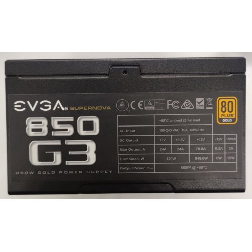 Блок живлення EVGA SuperNOVA 850W G3 (220-G3-0850-X1) (Відновлено продавцем, 879201) купити в Україні: Київ, Львів, Хмельницький, Тернопіль, Івано-Франківськ | Перевірка сумісності, низька ціна, відгуки, характеристики від TELEMART фото
