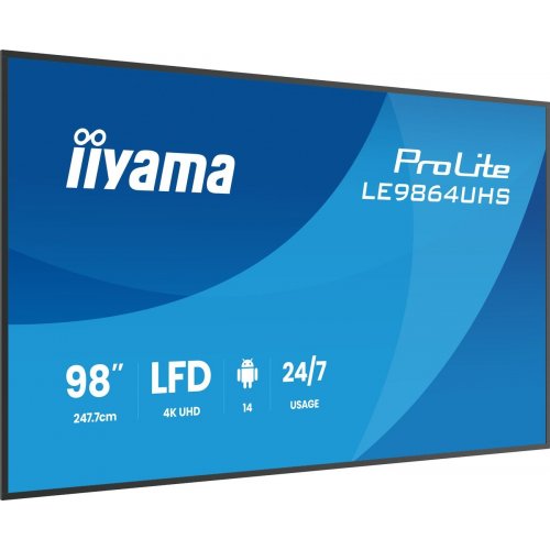 Информационная панель Iiyama 98" ProLite LE9864UHS-B1AG Black купить в Украине: Киев, Днепр, Харьков, Одесса  | Низкая цена, отзывы, характеристики от TELEMART фото