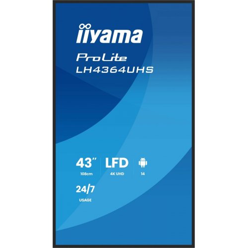 Информационная панель Iiyama 43" ProLite LH4364UHS-B1AG Black купить в Украине: Киев, Днепр, Харьков, Одесса  | Низкая цена, отзывы, характеристики от TELEMART фото