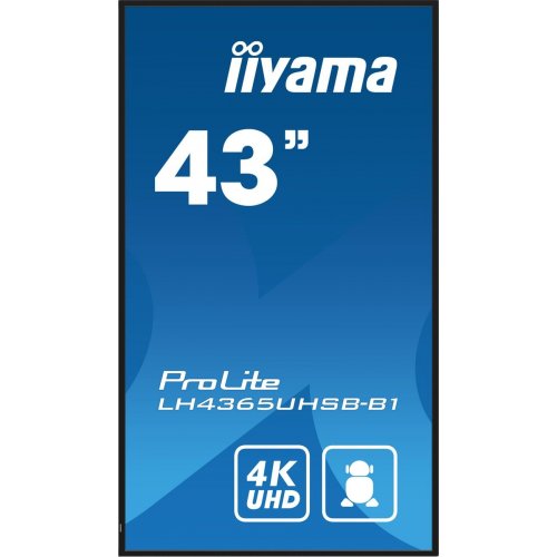Информационная панель Iiyama 42.5" ProLite LH4365UHSB-B1 Black купить в Украине: Киев, Днепр, Харьков, Одесса  | Низкая цена, отзывы, характеристики от TELEMART фото