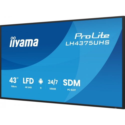 Информационная панель Iiyama 42.5" ProLite LH4375UHS-B2AG Black купить в Украине: Киев, Днепр, Харьков, Одесса  | Низкая цена, отзывы, характеристики от TELEMART фото
