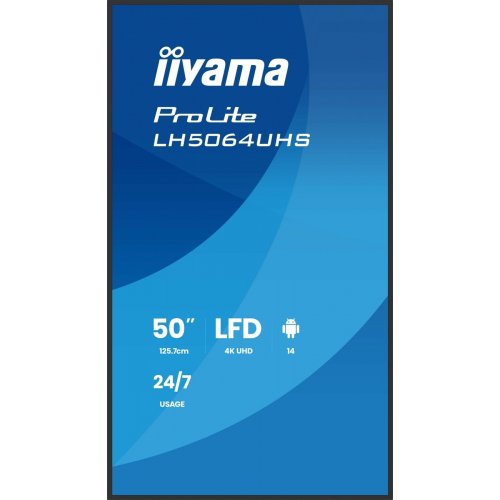 Информационная панель Iiyama 50" ProLite LH5064UHS-B1AG Black купить в Украине: Киев, Днепр, Харьков, Одесса  | Низкая цена, отзывы, характеристики от TELEMART фото