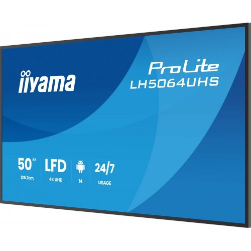 Информационная панель Iiyama 50" ProLite LH5064UHS-B1AG Black купить в Украине: Киев, Днепр, Харьков, Одесса  | Низкая цена, отзывы, характеристики от TELEMART фото