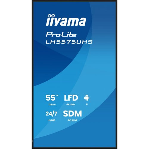 Информационная панель Iiyama 54.6" ProLite LH5575UHS-B2AG Black купить в Украине: Киев, Днепр, Харьков, Одесса  | Низкая цена, отзывы, характеристики от TELEMART фото