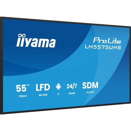 Информационная панель Iiyama 54.6" ProLite LH5575UHS-B2AG Black купить в Украине: Киев, Днепр, Харьков, Одесса  | Низкая цена, отзывы, характеристики от TELEMART фото