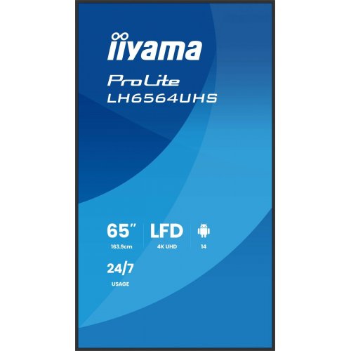 Информационная панель Iiyama 65" ProLite LH6564UHS-B1AG Black купить в Украине: Киев, Днепр, Харьков, Одесса  | Низкая цена, отзывы, характеристики от TELEMART фото