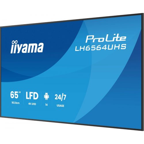 Информационная панель Iiyama 65" ProLite LH6564UHS-B1AG Black купить в Украине: Киев, Днепр, Харьков, Одесса  | Низкая цена, отзывы, характеристики от TELEMART фото