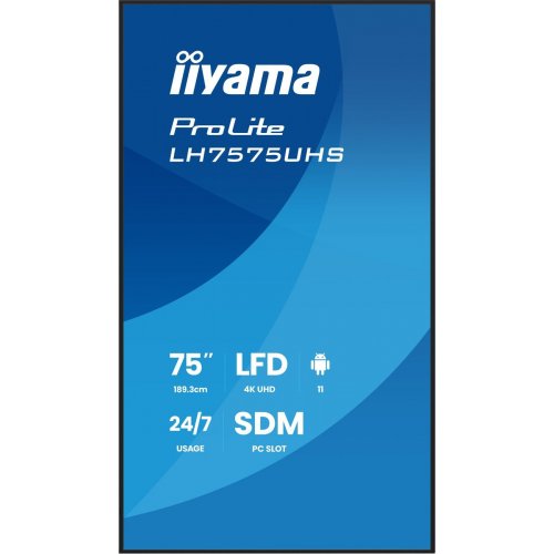 Информационная панель Iiyama 75" ProLite LH7575UHS-B2AG Black купить в Украине: Киев, Днепр, Харьков, Одесса  | Низкая цена, отзывы, характеристики от TELEMART фото
