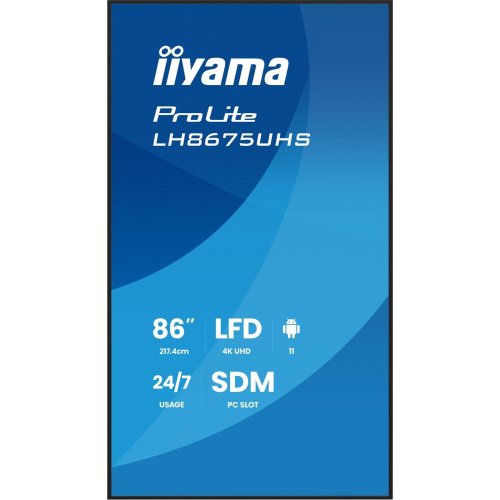 Информационная панель Iiyama 85.6" ProLite LH8675UHS-B2AG Black купить в Украине: Киев, Днепр, Харьков, Одесса  | Низкая цена, отзывы, характеристики от TELEMART фото