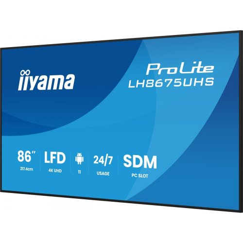 Информационная панель Iiyama 85.6" ProLite LH8675UHS-B2AG Black купить в Украине: Киев, Днепр, Харьков, Одесса  | Низкая цена, отзывы, характеристики от TELEMART фото