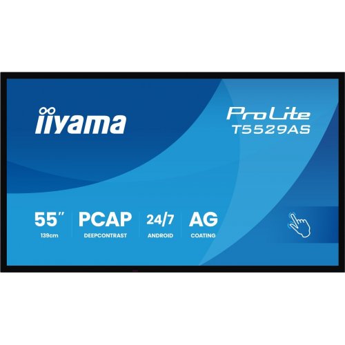 Информационная панель Iiyama 54.6" ProLite T5529AS-B1AG Black купить в Украине: Киев, Днепр, Харьков, Одесса  | Низкая цена, отзывы, характеристики от TELEMART фото
