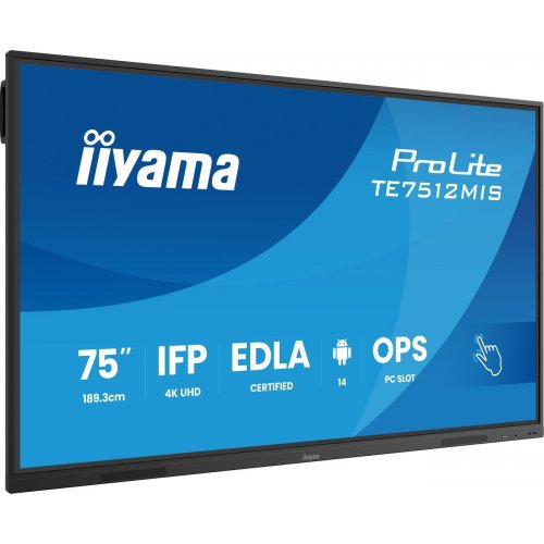 Информационная панель Iiyama 75" ProLite TE7512MIS-B4AG Black купить в Украине: Киев, Днепр, Харьков, Одесса  | Низкая цена, отзывы, характеристики от TELEMART фото