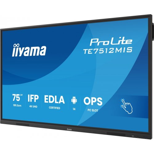 Информационная панель Iiyama 75" ProLite TE7512MIS-B4AG Black купить в Украине: Киев, Днепр, Харьков, Одесса  | Низкая цена, отзывы, характеристики от TELEMART фото