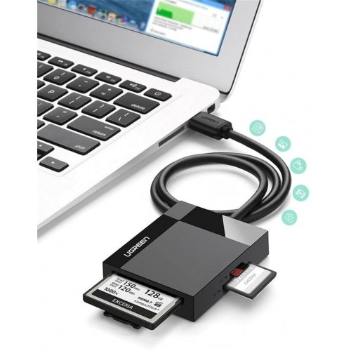 Кардридер Ugreen CR125 USB 3.0 4 in 1 (30333) Black купить в Украине: Киев, Днепр, Харьков, Одесса  | Низкая цена, отзывы, характеристики от TELEMART фото