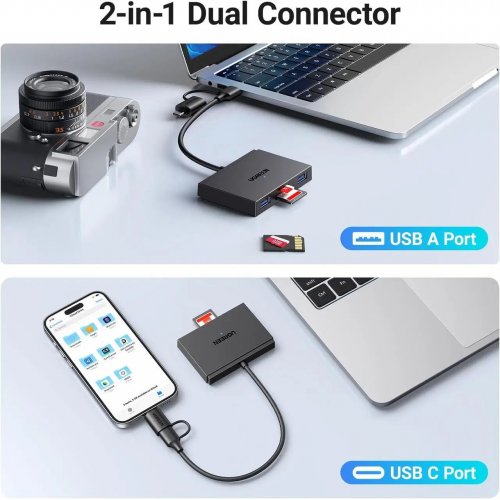 Кардридер Ugreen CM812 USB 3.0 4 in 1 (45167) Black купить в Украине: Киев, Днепр, Харьков, Одесса  | Низкая цена, отзывы, характеристики от TELEMART фото