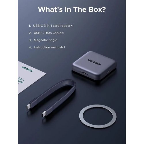 Кардридер Ugreen CM898 USB Type-C 2 in 1 (65095) Grey купить в Украине: Киев, Днепр, Харьков, Одесса  | Низкая цена, отзывы, характеристики от TELEMART фото