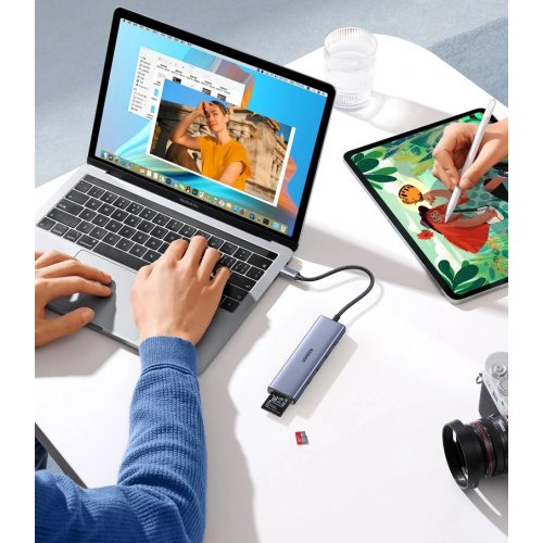 USB-хаб Ugreen CM511 USB Type-C 6 in 1 (20956A) Grey купить в Украине: Киев, Днепр, Харьков, Одесса  | Низкая цена, отзывы, характеристики от TELEMART фото