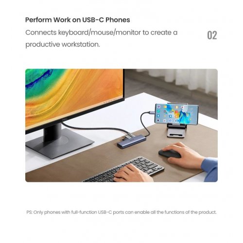 USB-хаб Ugreen CM511 USB Type-C 6 in 1 (20956A) Grey купить в Украине: Киев, Днепр, Харьков, Одесса  | Низкая цена, отзывы, характеристики от TELEMART фото