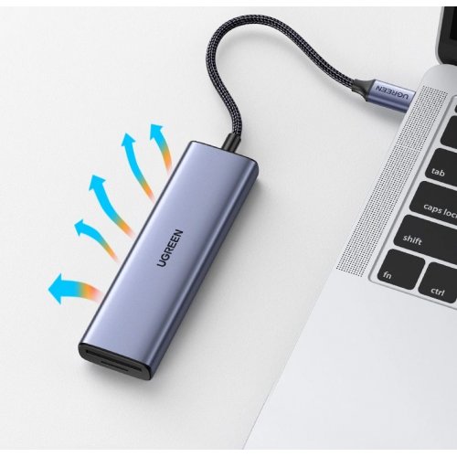 USB-хаб Ugreen CM511 USB Type-C 6 in 1 (20956A) Grey купить в Украине: Киев, Днепр, Харьков, Одесса  | Низкая цена, отзывы, характеристики от TELEMART фото