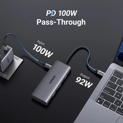 USB-хаб Ugreen CM498 USB Type-C 7 in 1 (15531) Grey купить в Украине: Киев, Днепр, Харьков, Одесса  | Низкая цена, отзывы, характеристики от TELEMART фото