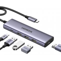 USB-хаб Ugreen CM511 USB Type-C 5 in 1 (15597) Grey
