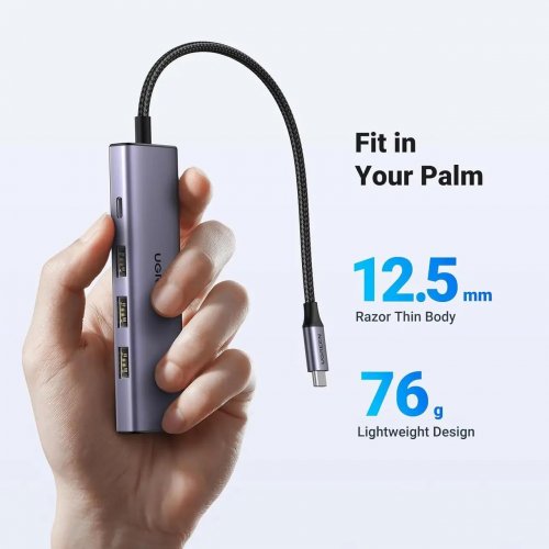 USB-хаб Ugreen CM511 USB Type-C 5 in 1 (15597) Grey купить в Украине: Киев, Днепр, Харьков, Одесса  | Низкая цена, отзывы, характеристики от TELEMART фото