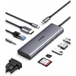 USB-хаб Ugreen CM498 USB Type-C 10 in 1 (15601) Grey