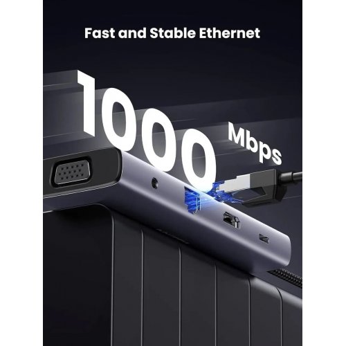 USB-хаб Ugreen CM498 USB Type-C 10 in 1 (15601) Grey купить в Украине: Киев, Днепр, Харьков, Одесса  | Низкая цена, отзывы, характеристики от TELEMART фото