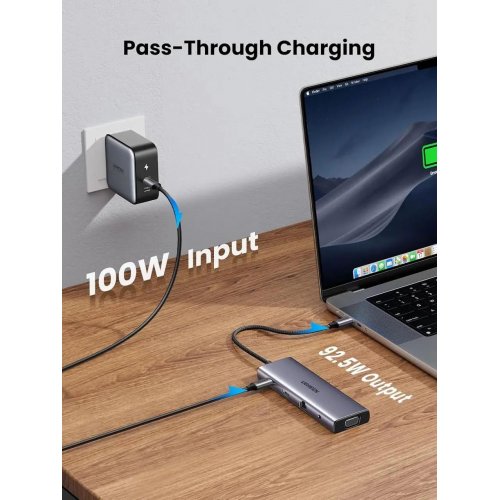 USB-хаб Ugreen CM498 USB Type-C 10 in 1 (15601) Grey купить в Украине: Киев, Днепр, Харьков, Одесса  | Низкая цена, отзывы, характеристики от TELEMART фото
