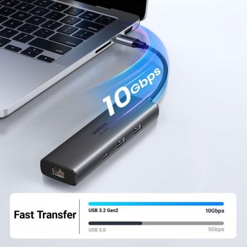 USB-хаб Ugreen CM512 USB Type-C 6 in 1 (45000) Grey купить в Украине: Киев, Днепр, Харьков, Одесса  | Низкая цена, отзывы, характеристики от TELEMART фото