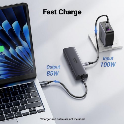 USB-хаб Ugreen CM512 USB Type-C 6 in 1 (45000) Grey купить в Украине: Киев, Днепр, Харьков, Одесса  | Низкая цена, отзывы, характеристики от TELEMART фото