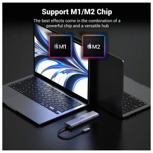 USB-хаб Ugreen CM511 USB Type-C 7 in 1 (45521) Grey купить в Украине: Киев, Днепр, Харьков, Одесса  | Низкая цена, отзывы, характеристики от TELEMART фото