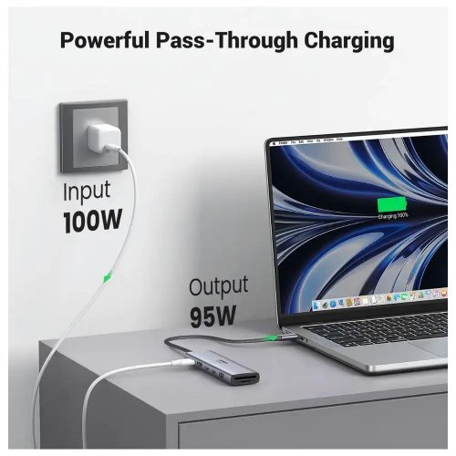 USB-хаб Ugreen CM511 USB Type-C 7 in 1 (45521) Grey купить в Украине: Киев, Днепр, Харьков, Одесса  | Низкая цена, отзывы, характеристики от TELEMART фото