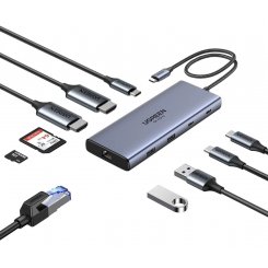 USB-хаб Ugreen CM639 USB Type-C 10 in 1 (45380) Grey