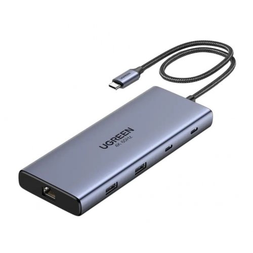 USB-хаб Ugreen CM639 USB Type-C 10 in 1 (45380) Grey купить в Украине: Киев, Днепр, Харьков, Одесса  | Низкая цена, отзывы, характеристики от TELEMART фото