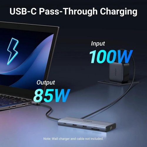 USB-хаб Ugreen CM639 USB Type-C 10 in 1 (45380) Grey купить в Украине: Киев, Днепр, Харьков, Одесса  | Низкая цена, отзывы, характеристики от TELEMART фото
