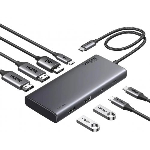USB-хаб Ugreen CM681 USB Type-C 13 in 1 (15978) Grey купить в Украине: Киев, Днепр, Харьков, Одесса  | Низкая цена, отзывы, характеристики от TELEMART фото