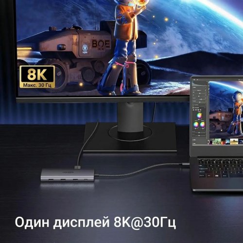 USB-хаб Ugreen CM639 USB Type-C 10 in 1 (15534) Grey купить в Украине: Киев, Днепр, Харьков, Одесса  | Низкая цена, отзывы, характеристики от TELEMART фото