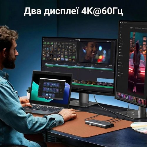 USB-хаб Ugreen CM639 USB Type-C 10 in 1 (15534) Grey купить в Украине: Киев, Днепр, Харьков, Одесса  | Низкая цена, отзывы, характеристики от TELEMART фото