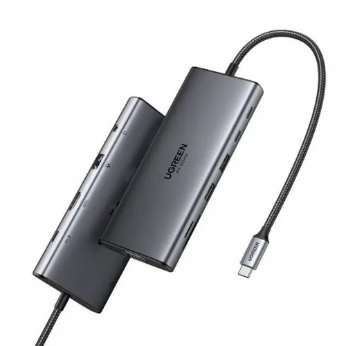 USB-хаб Ugreen CM639 USB Type-C 11 in 1 (45520) Grey купить в Украине: Киев, Днепр, Харьков, Одесса  | Низкая цена, отзывы, характеристики от TELEMART фото