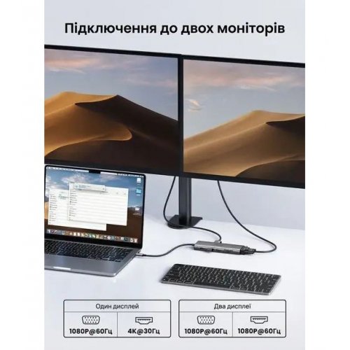 USB-хаб Ugreen CM639 USB Type-C 11 in 1 (45520) Grey купить в Украине: Киев, Днепр, Харьков, Одесса  | Низкая цена, отзывы, характеристики от TELEMART фото