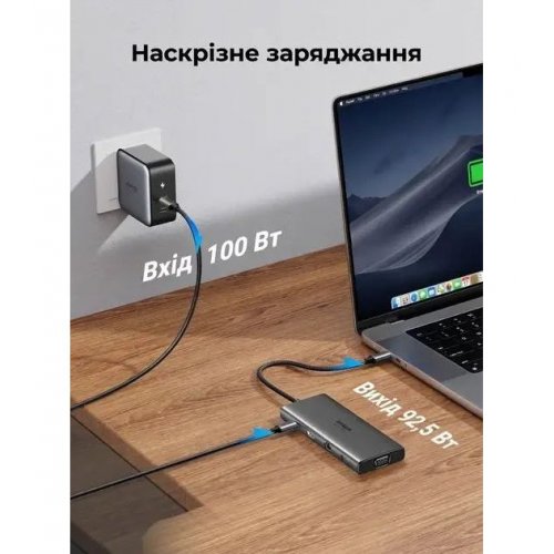 USB-хаб Ugreen CM639 USB Type-C 11 in 1 (45520) Grey купить в Украине: Киев, Днепр, Харьков, Одесса  | Низкая цена, отзывы, характеристики от TELEMART фото