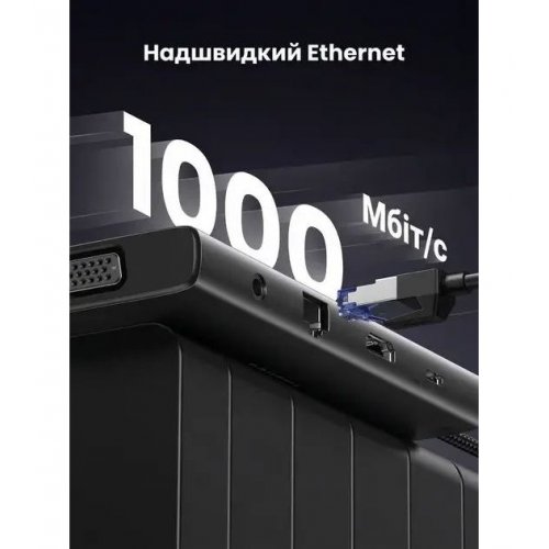 USB-хаб Ugreen CM639 USB Type-C 11 in 1 (45520) Grey купить в Украине: Киев, Днепр, Харьков, Одесса  | Низкая цена, отзывы, характеристики от TELEMART фото
