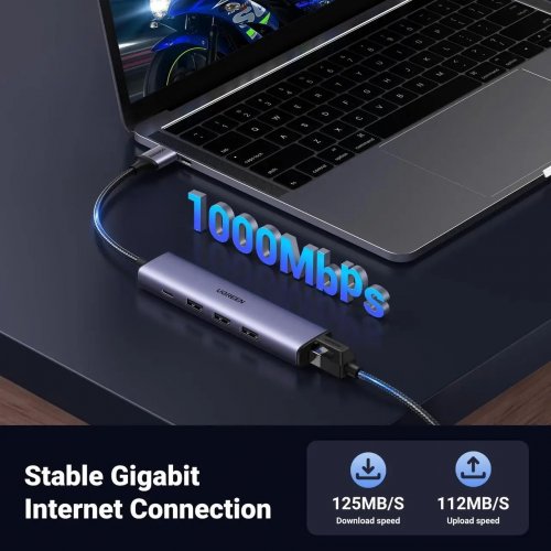 USB-хаб Ugreen CM475 USB 5 in 1 (60554) Grey купить в Украине: Киев, Днепр, Харьков, Одесса  | Низкая цена, отзывы, характеристики от TELEMART фото