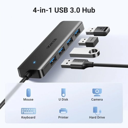 USB-хаб Ugreen CM219 USB 4 in 1 (25851) Black купить в Украине: Киев, Днепр, Харьков, Одесса  | Низкая цена, отзывы, характеристики от TELEMART фото