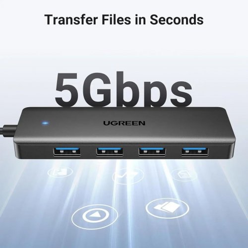USB-хаб Ugreen CM219 USB 4 in 1 (25851) Black купить в Украине: Киев, Днепр, Харьков, Одесса  | Низкая цена, отзывы, характеристики от TELEMART фото